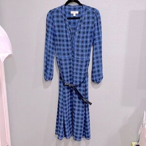 MK Plaid button down Midi Dress